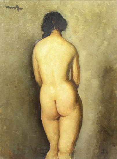 Nicolae Tonitza Nud vazut din spate, semnat stanga sus cu negru, ulei pe carton lipit pe carton Norge oil painting art